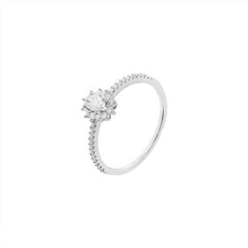 Imagem do produto Anel Sparkle Moissanite Solitário Meia Cravação Oval 3X5MM em Prata 925