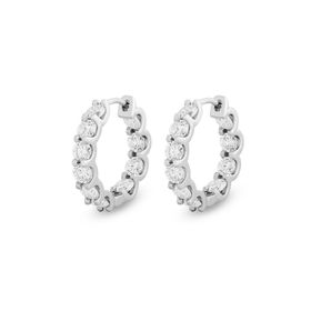 Imagem do produto Brinco Sparkle Moissanite Argola de Click com Cravação 2.5MM Por dentro e Por fora em Prata 925