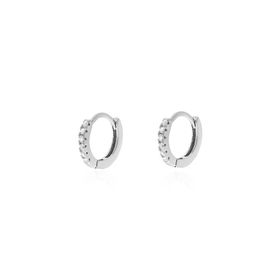 Imagem do produto Brinco Sparkle Moissanite Argola de Click com Meia Cravação 1.1MM em Prata 925