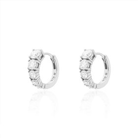 Imagem do produto Brinco Sparkle Moissanite Argola de Click Meia Cravação Crescente 4MM em Prata 925