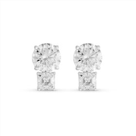 Imagem do produto Brinco Sparkle Moissanite Base Ponto de Luz 10MM com Quadrado 6MM em Prata 925