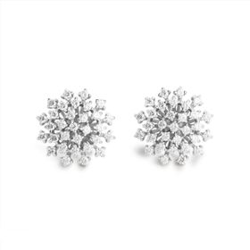Imagem do produto Brinco Sparkle Moissanite Chuveirinho Mini Flor Central 6 Pétalas Redondas 1.5MM em Prata 925