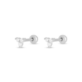 Imagem do produto Brinco Sparkle Moissanite Com Três Pontos de Luz Duas Garras em Prata 925