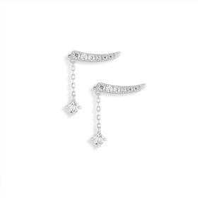 Imagem do produto Brinco Sparkle Moissanite Earcuff Base Cravejada com Ponto de Luz Pendente 3MM em Prata 925