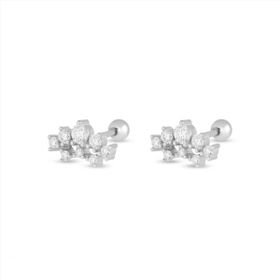 Imagem do produto Brinco Sparkle Moissanite Earcuff Duas Fileiras de Pontos de Luz Crescentes em Prata 925