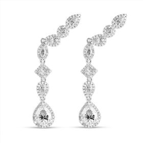 Imagem do produto Brinco Sparkle Moissanite Pendulo com Vários Formatos Cravjados e Gota Pendente 7MM em Prata 925