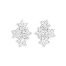Imagem do produto Brinco Sparkle Moissanite Quatro Estrelas Cravejadas 1MM em Prata 925