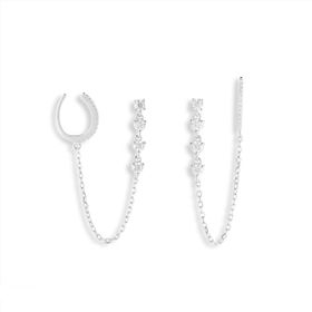 Imagem do produto Brinco Sparkle Moissanite Piercing Estilizado com Pontos de Luz e Argola em Prata 925