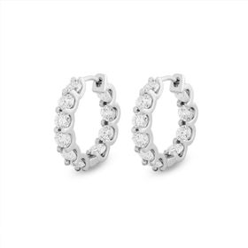 Imagem do produto Brinco Sparkle Moissanite Argola de Click com Cravação 3MM Por dentro e Por fora em Prata 925