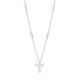 Imagem do produto Colar Sparkle Moissanite com Bolinhas em Cravação Inglesa e Pingente Cruz em Prata 925