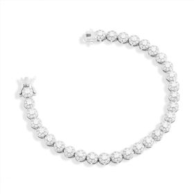 Imagem do produto Pulseira Sparkle Moissanite Elos Redondos Ponto de Luz 2.5MM Central com Cravação na Volta em Prata 925