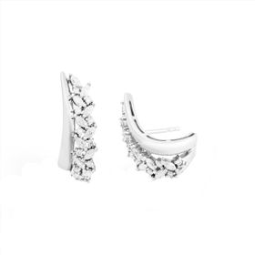 Imagem do produto Brinco Moissanite Ear Cuff de Argola com Navetes 1MM em Prata 925