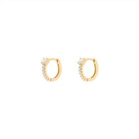Imagem do produto Brinco Moissanite de Argola Click com Oval 3.2MM em Destaque e Cravação no Aro em Prata 925 Folheado a Ouro 18K
