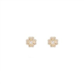 Imagem do produto Brinco Trevo com Moissanite 3.5MM Coração em Prata 925 Folheado a Ouro 18K