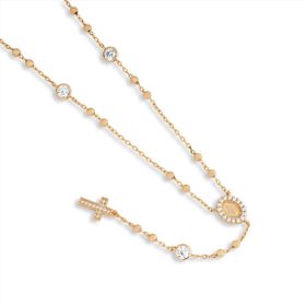 Imagem do produto Colar Moissanite 4MM Gargantilha Terço com Nossa Senhora em Prata 925 Folheado a Ouro 18K