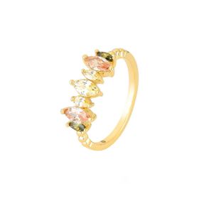 Imagem do produto Anel Meia Aliança Crystal Blend com Zircônias Coloridas Folheado a Ouro 18K