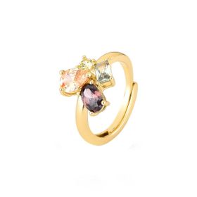 Imagem do produto Anel Regulável Crystal Blend com Zircônias Coloridas Folheado a Ouro 18K