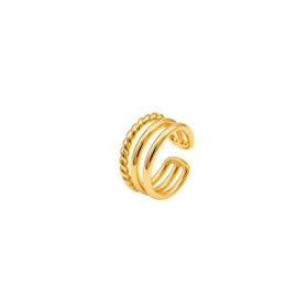Imagem do produto Brinco Piercing de Pressão Três Aros Liso e Trançado Folheado a Ouro 18K