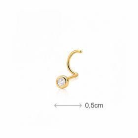 Imagem do produto Piercing de Nariz Ponto de Luz com Haste Curva em Prata 925 Folheado a Ouro 18K