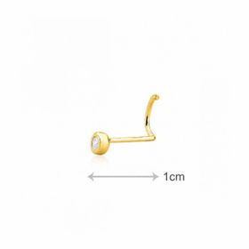 Imagem do produto Piercing de Nariz Ponto de Luz com Haste Curva em Prata 925 Folheado a Ouro 18K