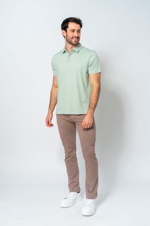 Camisa Polo Masculina de Poliamida Verde-Menta