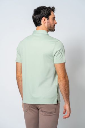 Camisa Polo Masculina de Poliamida Verde-Menta