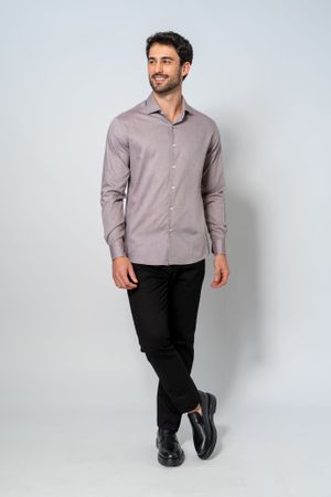 Camisa Social Masculina M420 Marrom