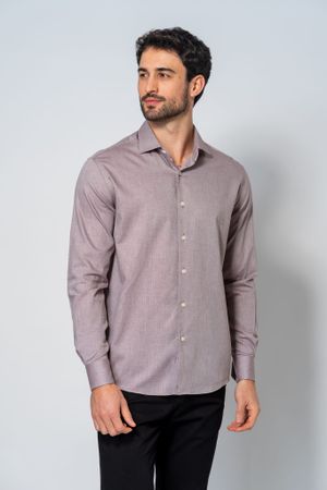 Camisa Social Masculina M420 Marrom