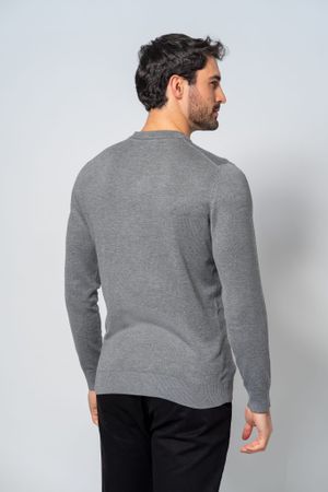 Suéter Malha Masculino Cinza Médio