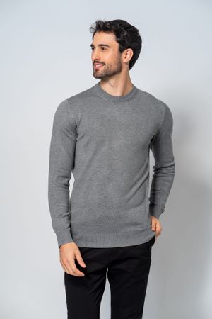Suéter Malha Masculino Cinza Médio
