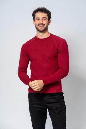 Suéter Malha Masculino Bordo