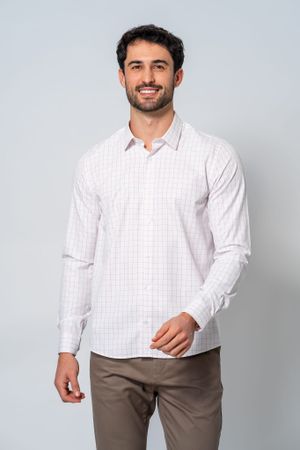 Camisa Social Siena Xadrez Branco