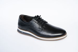 Sapato Masculino Casual Derby Couro Preto
