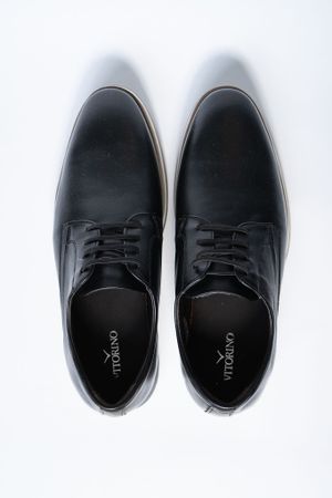 Sapato Masculino Casual Derby Couro Preto