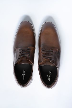 Sapato Masculino Casual Derby Couro Marrom