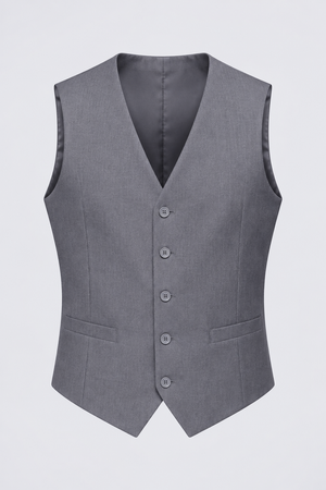 Traje Social Masculino com Colete Cinza Claro