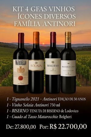 KIT 4 GFAS VINHOS ICONES DIVERSSOS FAMILHA ANTINORI 