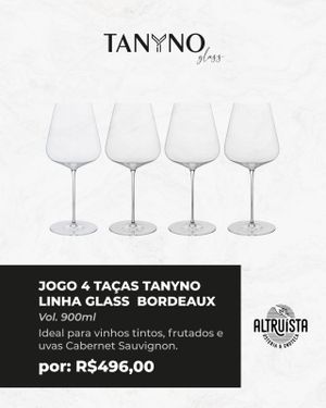 Jogo de 4 Taças Tanyno Linha  Glass  Bordeaux Vol 900ml