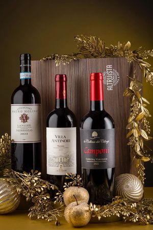 Kit 3 Gfas -Vinhos  Tintos  Italianos   Diversos  (na caixa Málaga de madeira)