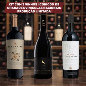 KIT COM 3 VINHOS  ICONICOS  DE  GRANADES VINICOLAS NACIONAIS DE  PRODUÇÃO LIMITADA 