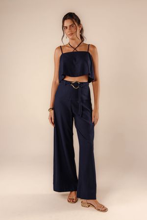 Calça longa Babi azul marinho
