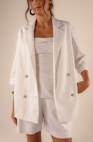 Blazer Olga risca giz off white/preto