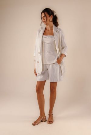 Blazer Olga risca giz off white/preto