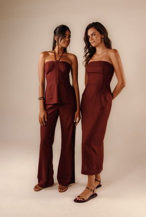 Vestido cropped Oriente jaboticaba
