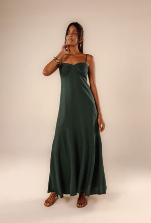 Vestido longo Martha verde floresta