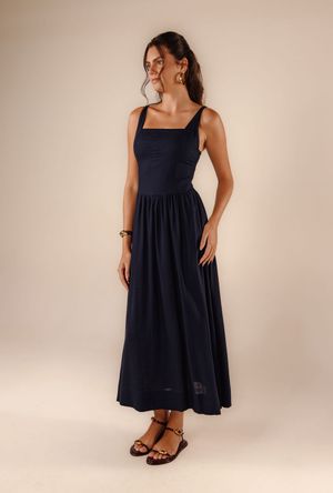 Vestido Cecília azul marinho
