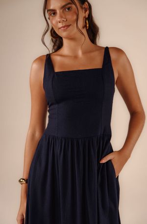 Vestido Cecília azul marinho