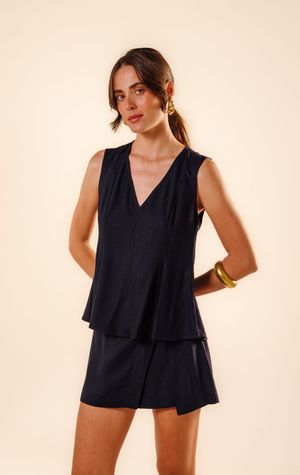 Short saia Luiza azul marinho