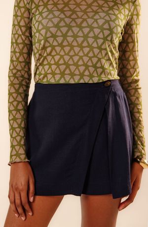 Short saia Luiza azul marinho