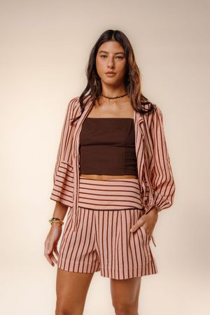 Short Gilberta estampa listra ciclo